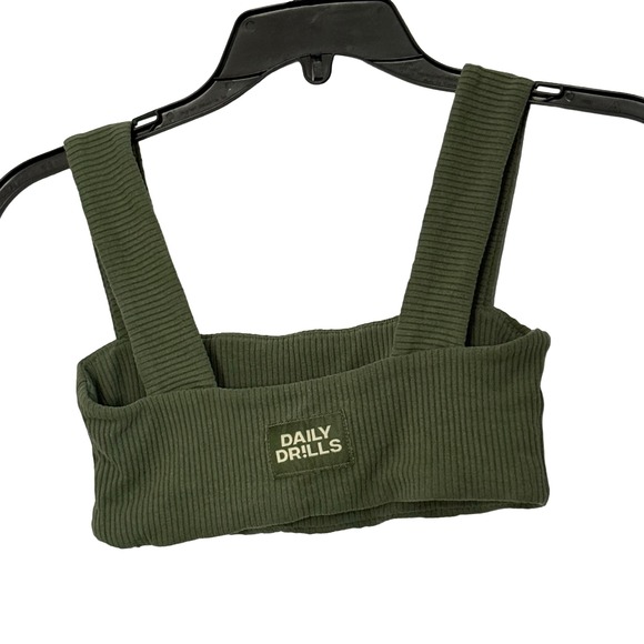 Daily Drills Palm Green‎ Lawson Ribbed Knit Sports Bra - Picture 3 of 6